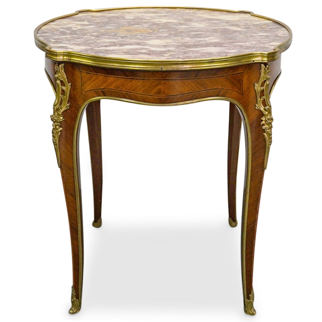 French Side Table W/ Marble Top (1 of 6)