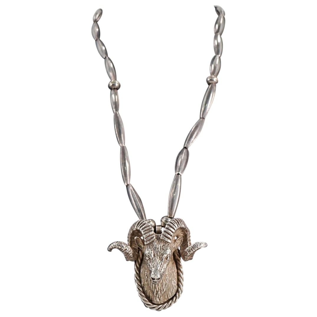 Sterling Silver Ram's Head Necklace (1 of 3)