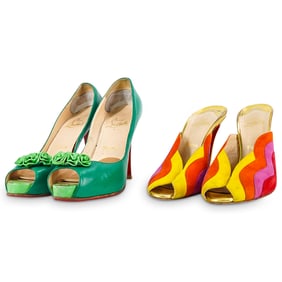 (2 Pc) Vintage Christian Louboutin Women's Pump Shoes Grouping