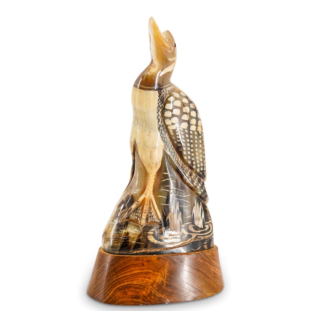 Hand Carved Horn Bird Sculpture (1 of 8)