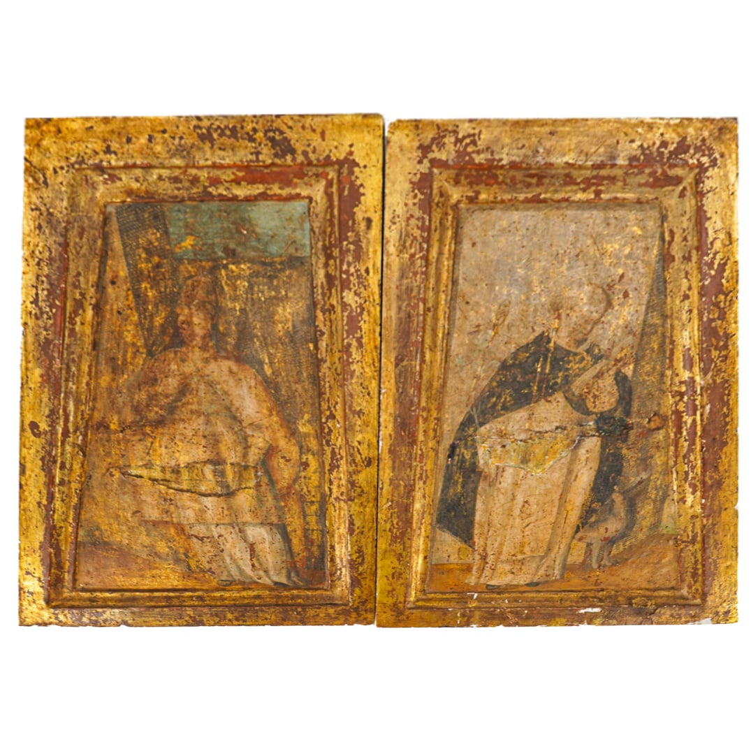 Pair Of Antique Catholic Saint Carved Wood Panels (1 of 8)