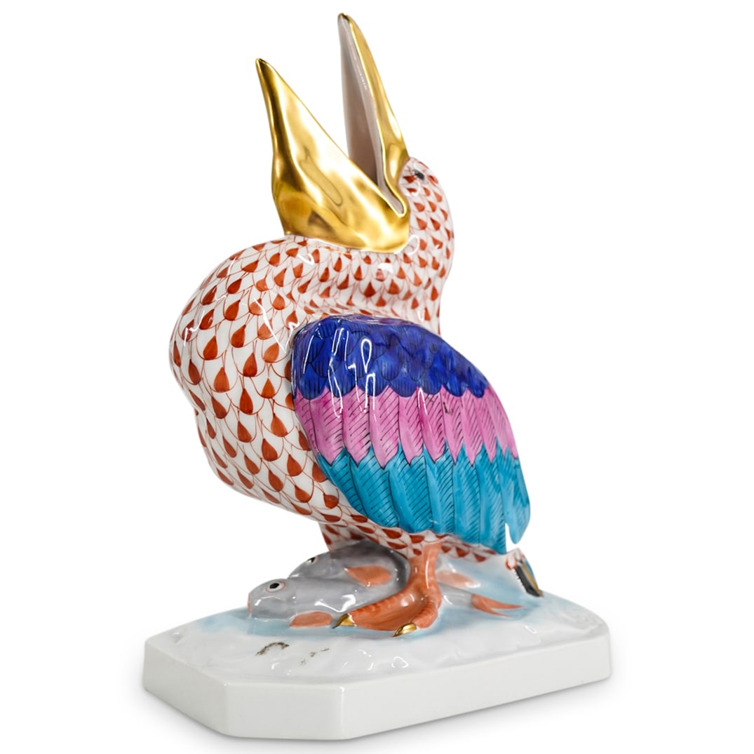 Herend Porcelain "Pelican" Rust Fishnet Figurine (1 of 7)