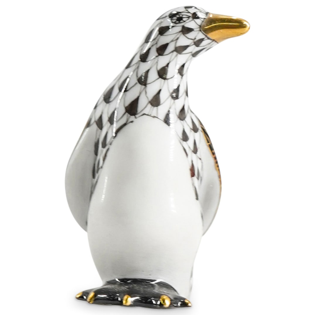 Herend Porcelain "Petit Penguin" Black Fishnet Figurine (1 of 5)