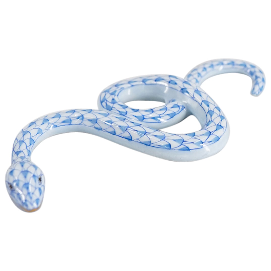Herend Porcelain "Garden Snake" Blue Fishnet Figurine (1 of 4)