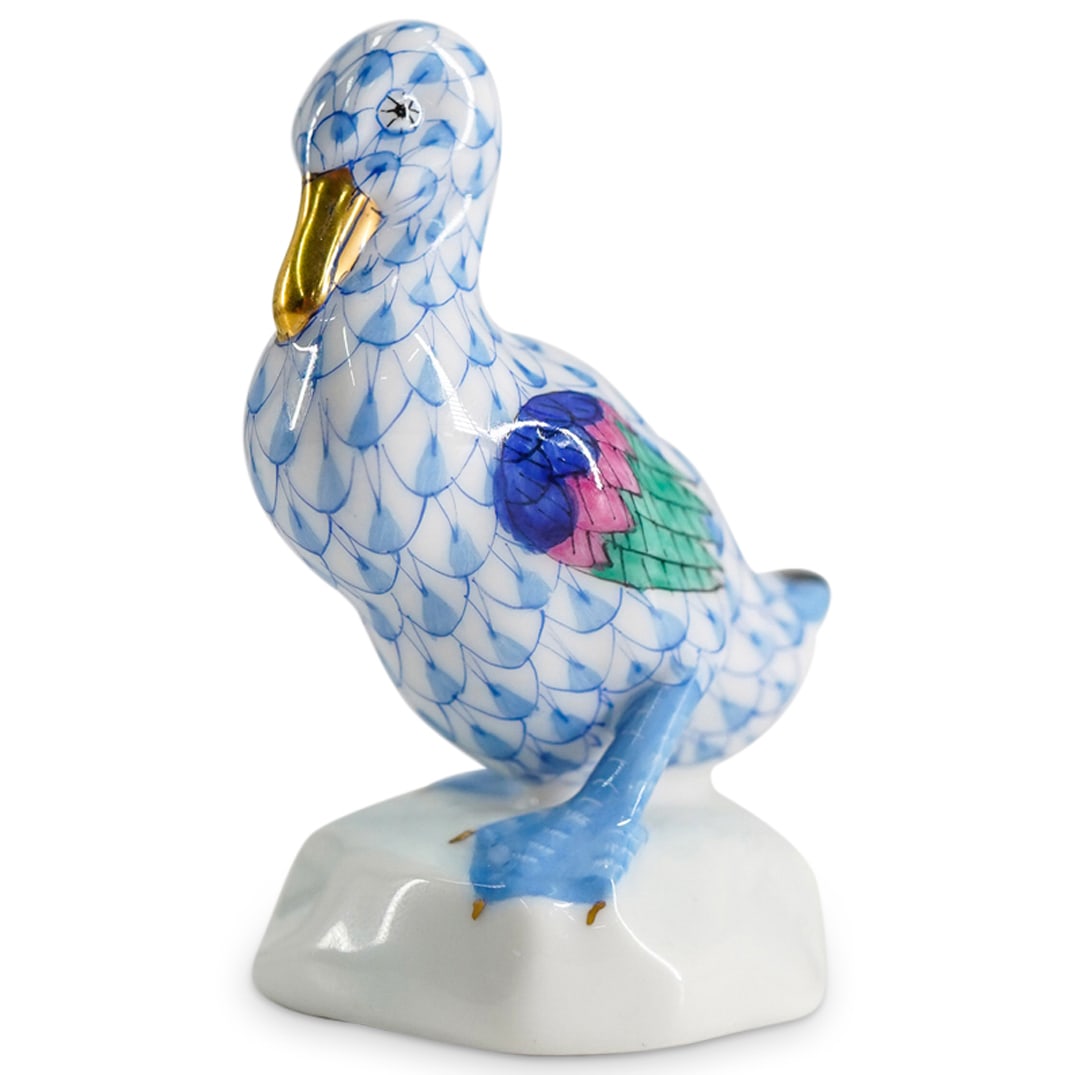 Herend Porcelain "Small Duck" Blue Fishnet Figurine (1 of 5)