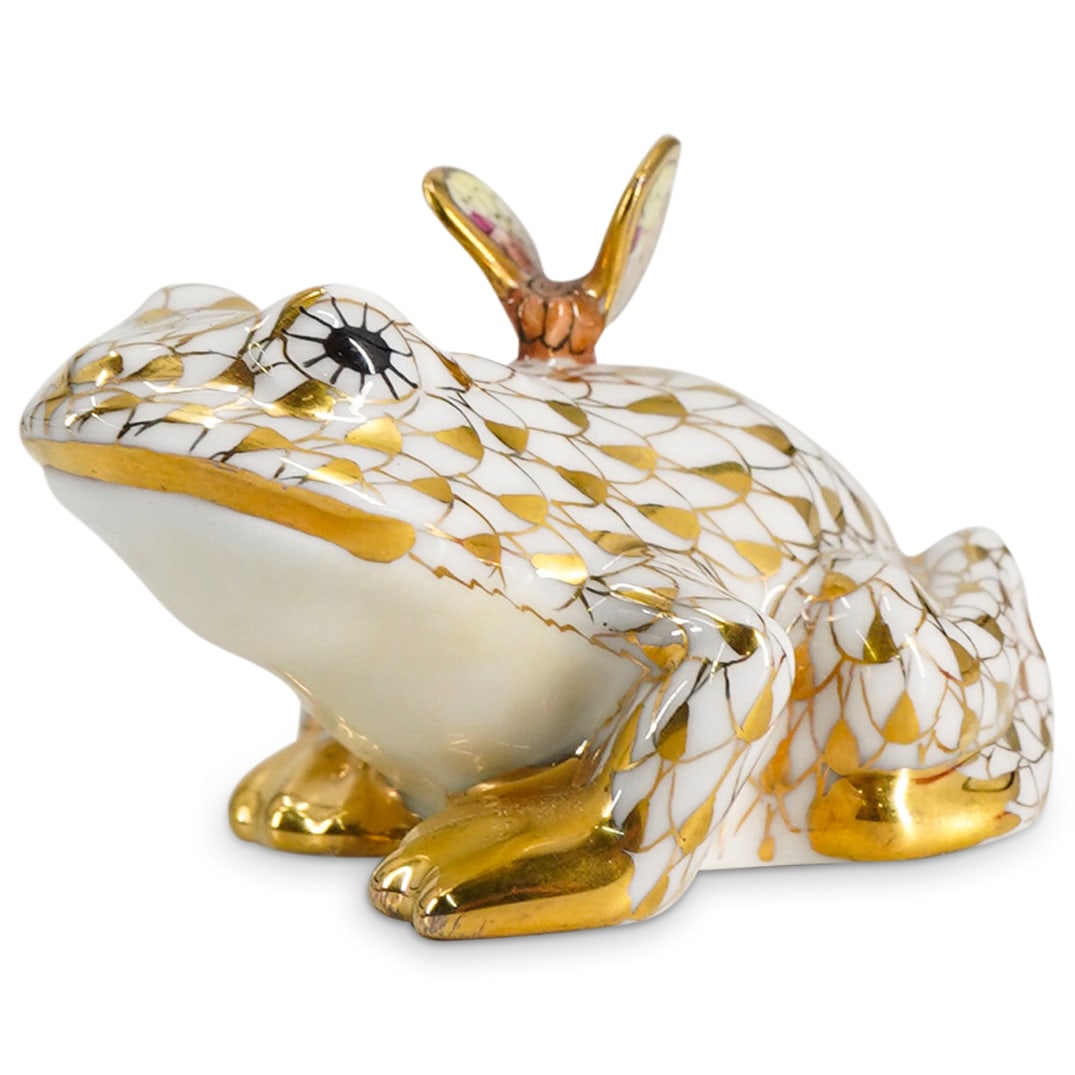 Herend Guild 2009 "Frog With A Butterfly" Gold Fishnet Porcelain Figurine (1 of 5)