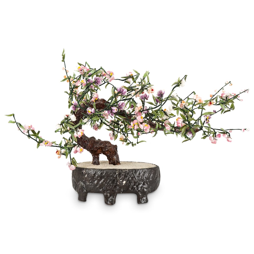 Large Chinese Faux Jade Colored Glass Tree (1 of 5)