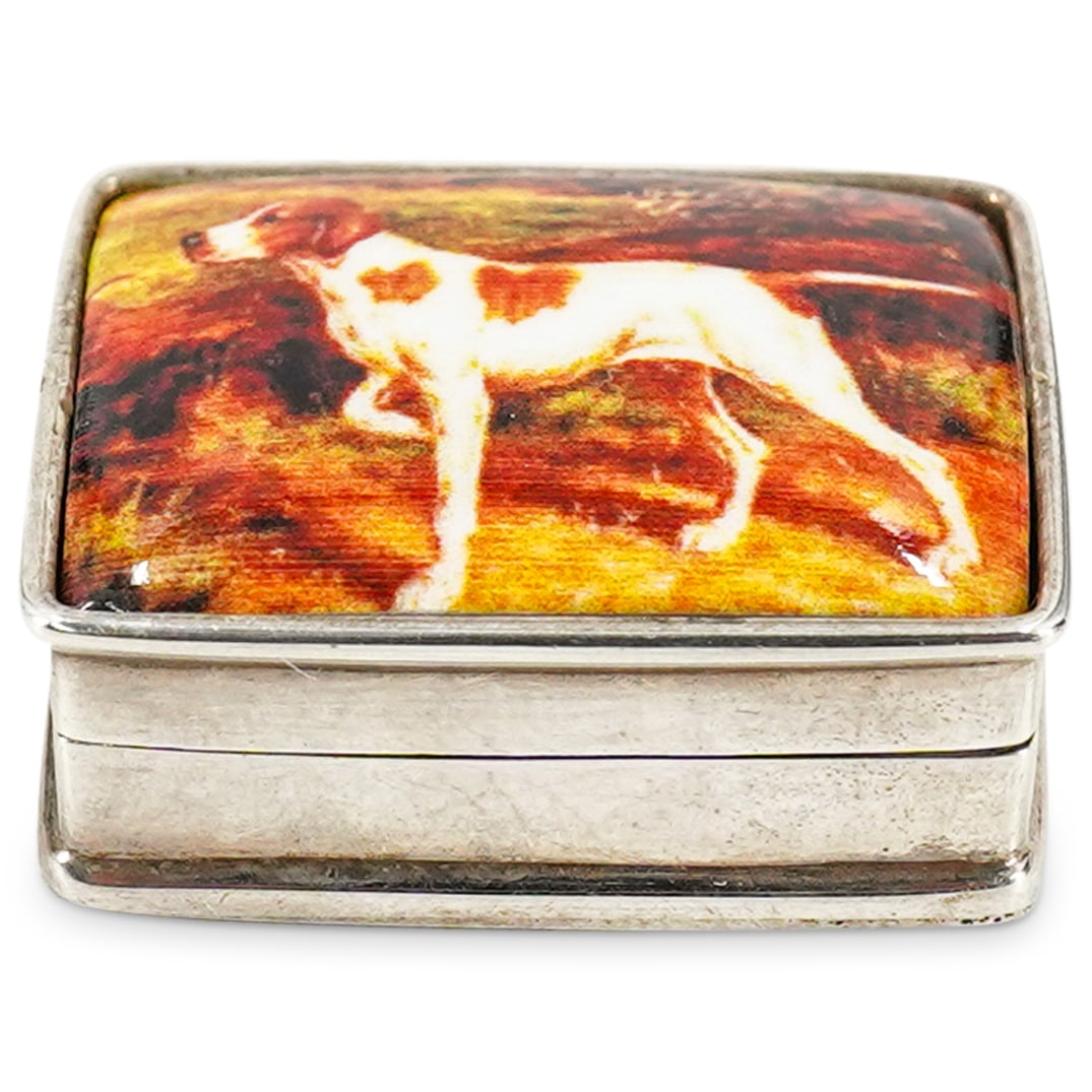 Sterling Silver Hunting Dog Pill Box (1 of 6)