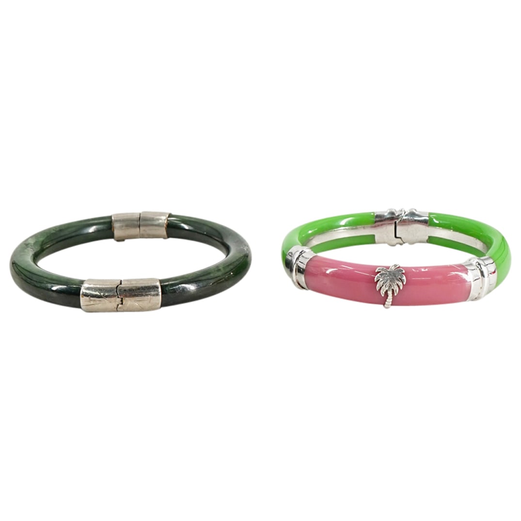 (2 Pc) Sterling Silver & Silver Plated Pair Of Bracelets (1 of 7)