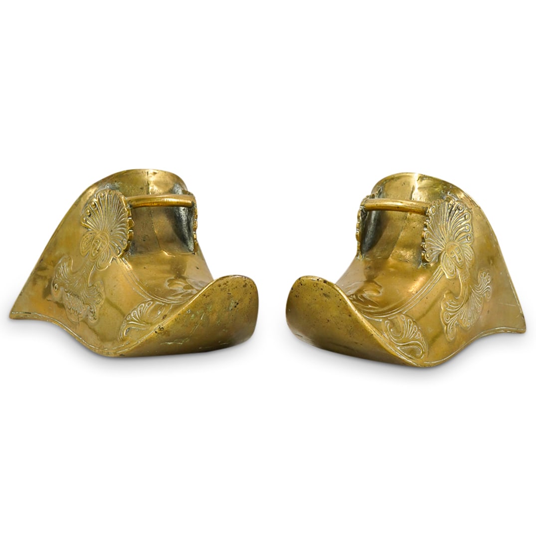 Pair Of Antique South American Spanish Colonial Style Gilt Brass Stirrups (1 of 8)