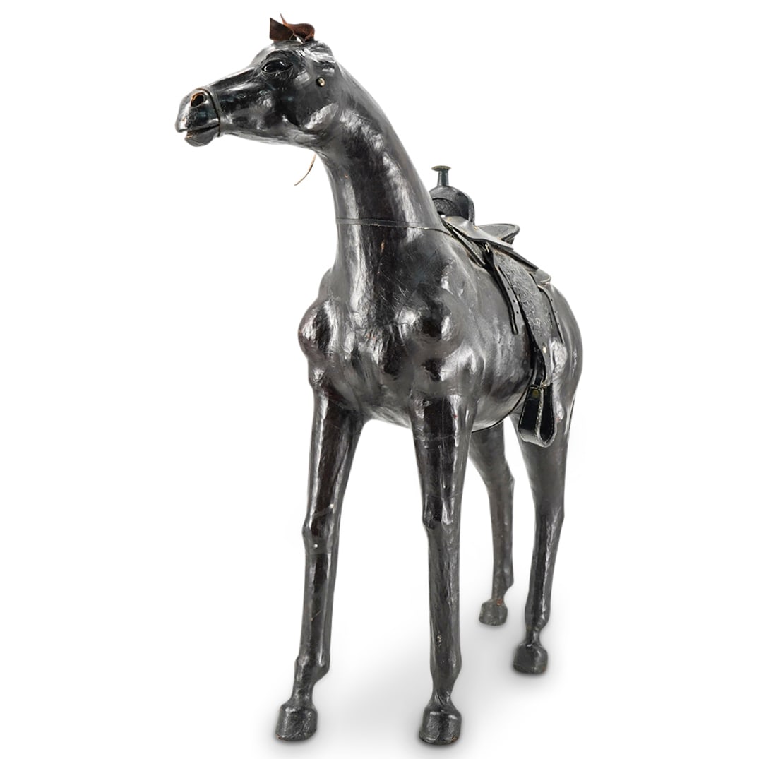 Large Leather Covered Horse Sculpture (1 of 9)