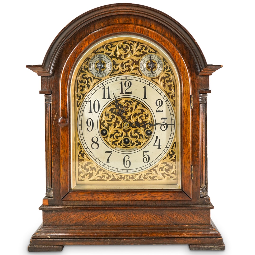 Vintage Seth Thomas Brass And Wood Chime Clock (1 of 9)