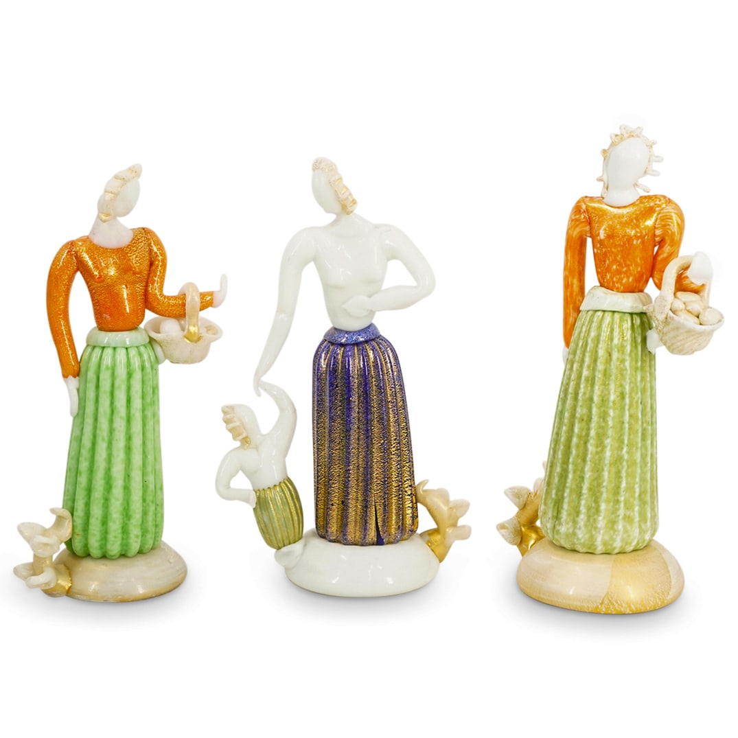 (3 Pc) Murano Barovier & Toso Art Glass Figures of Women (1 of 6)