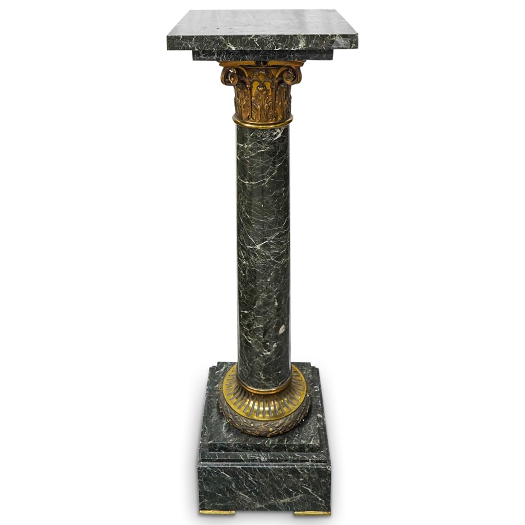 Ex Christie's Neoclassical Style Gilt Bronze Mounted Marble Pedestal (1 of 6)