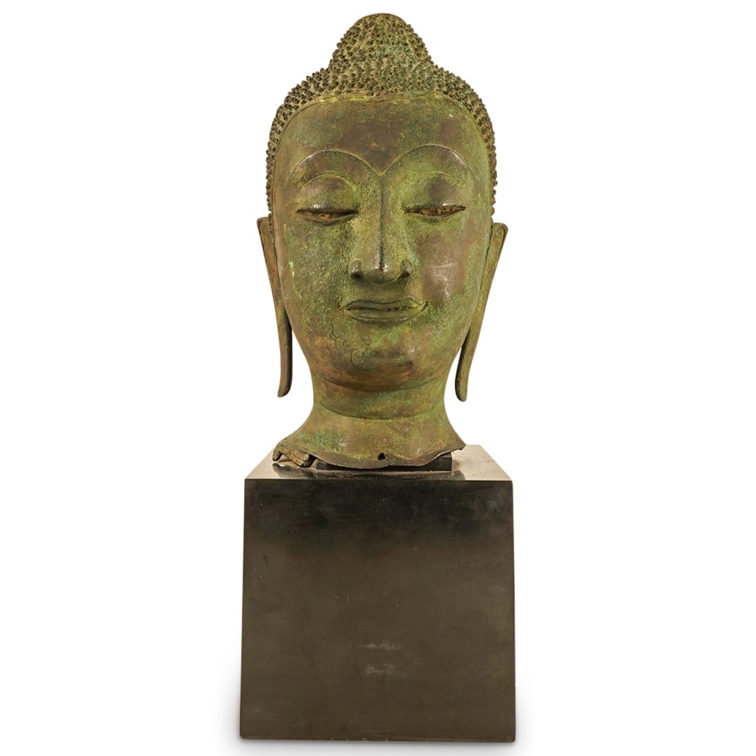Thai Ayutthaya Style Bronze Head of Buddha (1 of 7)