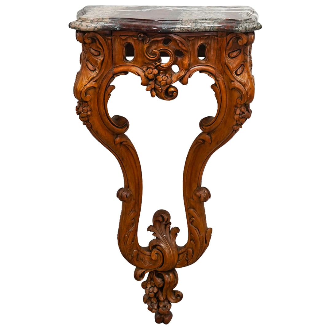 Louis XV Style Marble Top Fruitwood Console (1 of 11)