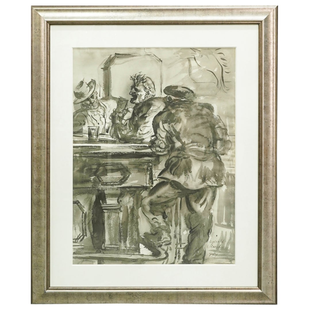 Reginald Marsh (American, 1898-1954) "Bar Philosopher" Ink & Wash On Paper (1 of 7)
