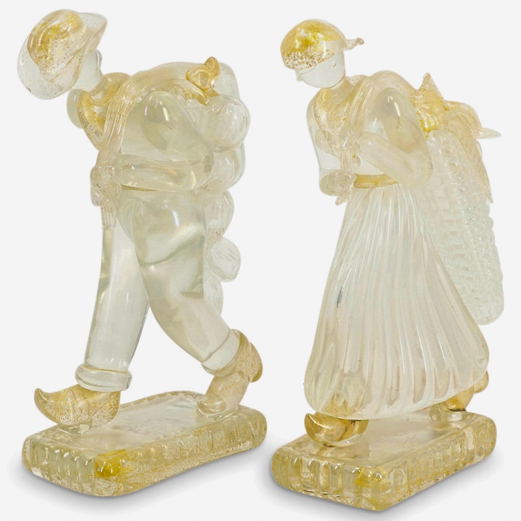 (2 Pc) Attrib. to Barovier & Toso Murano Art Glass Figures of Harvesters (1 of 9)