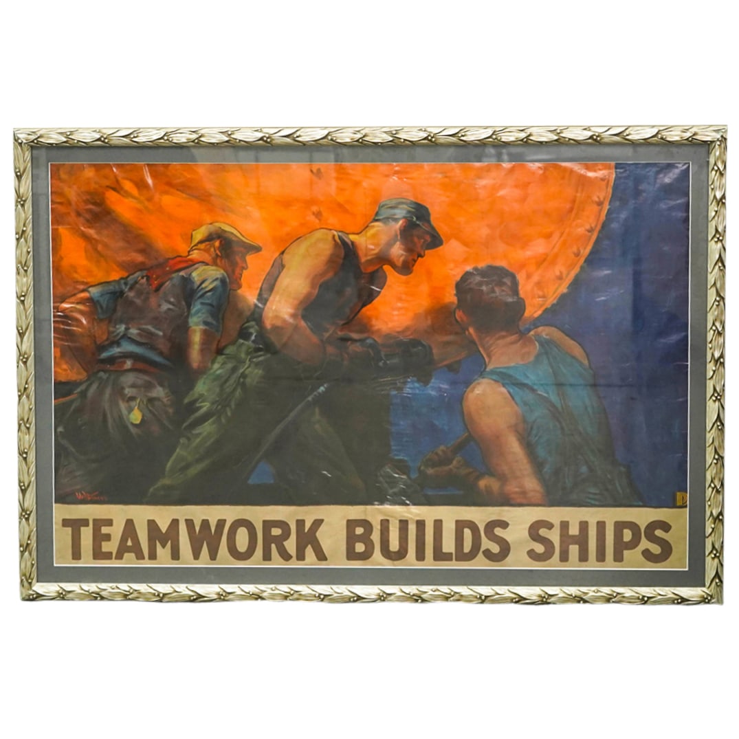William Dodge Stevens (1870-1942) "Teamwork" Builds Lithograph Poster (1 of 7)
