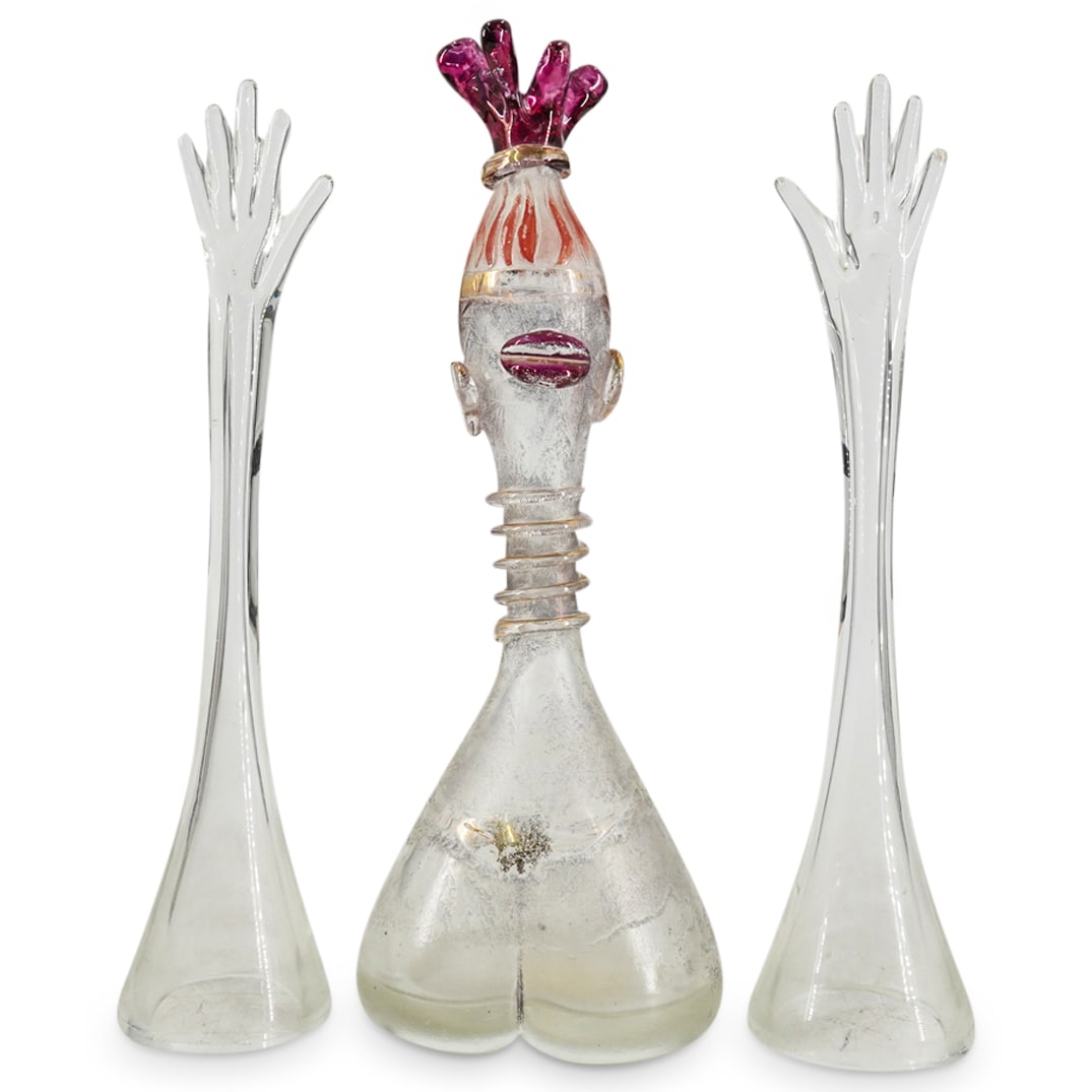 (3 Pc) Murano Pauly & C. Exotic Woman W/ Long Arms And Neck Ring (1 of 9)