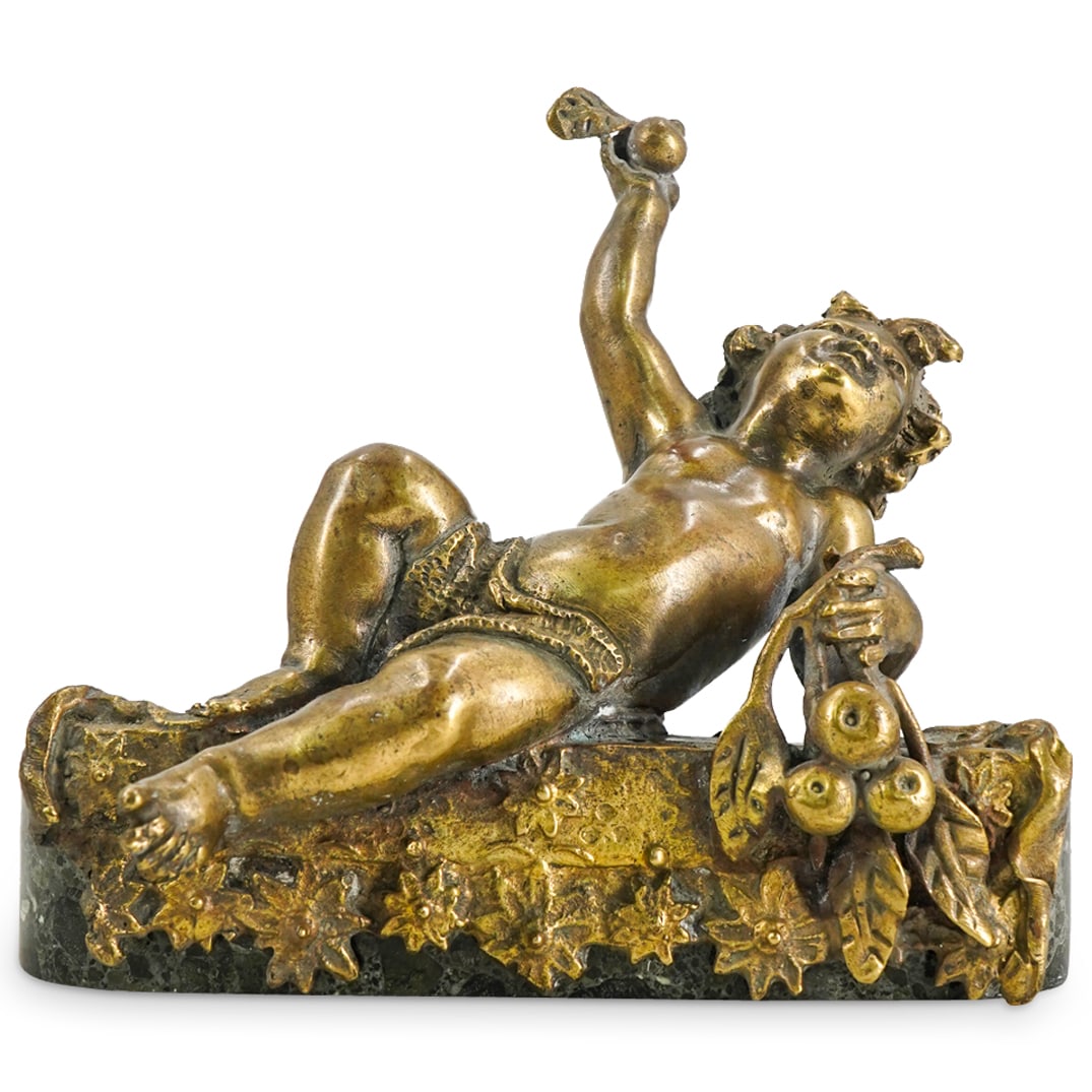 Antique Bronze Putto on Marble Base (1 of 8)