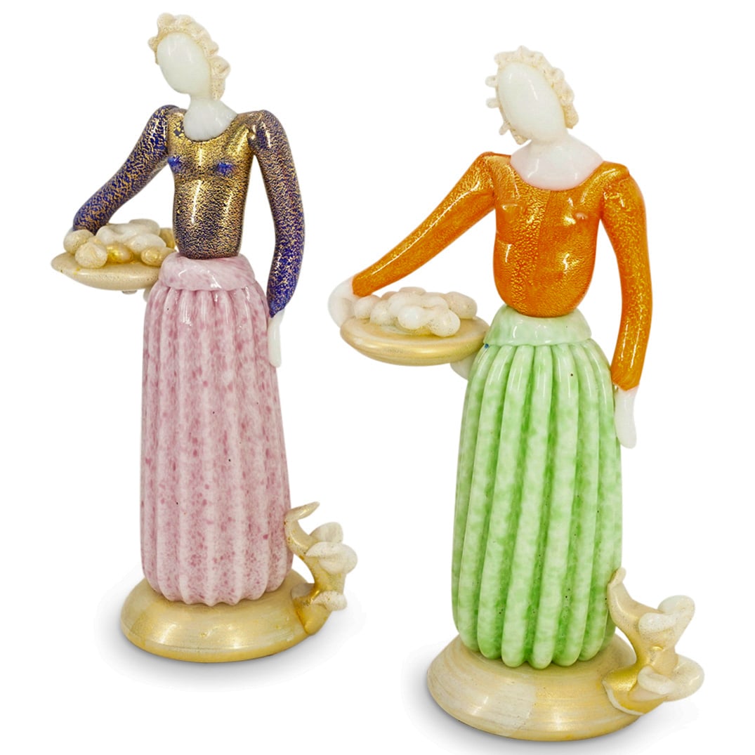 (2 Pc) Barovier & Toso Murano Art Glass Female Figures (1 of 6)