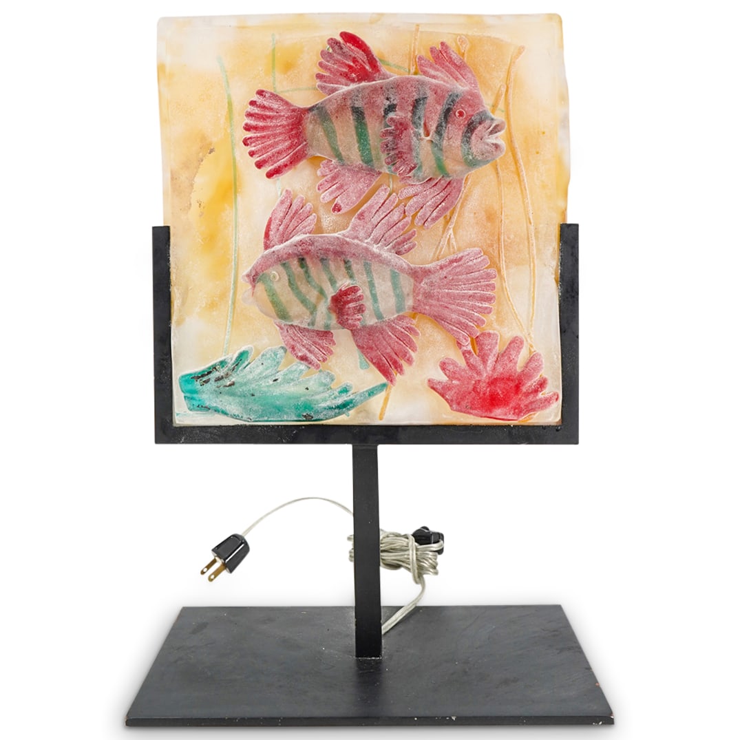 Murano Glass Scavo Fish Plaque Table Lamp (1 of 6)