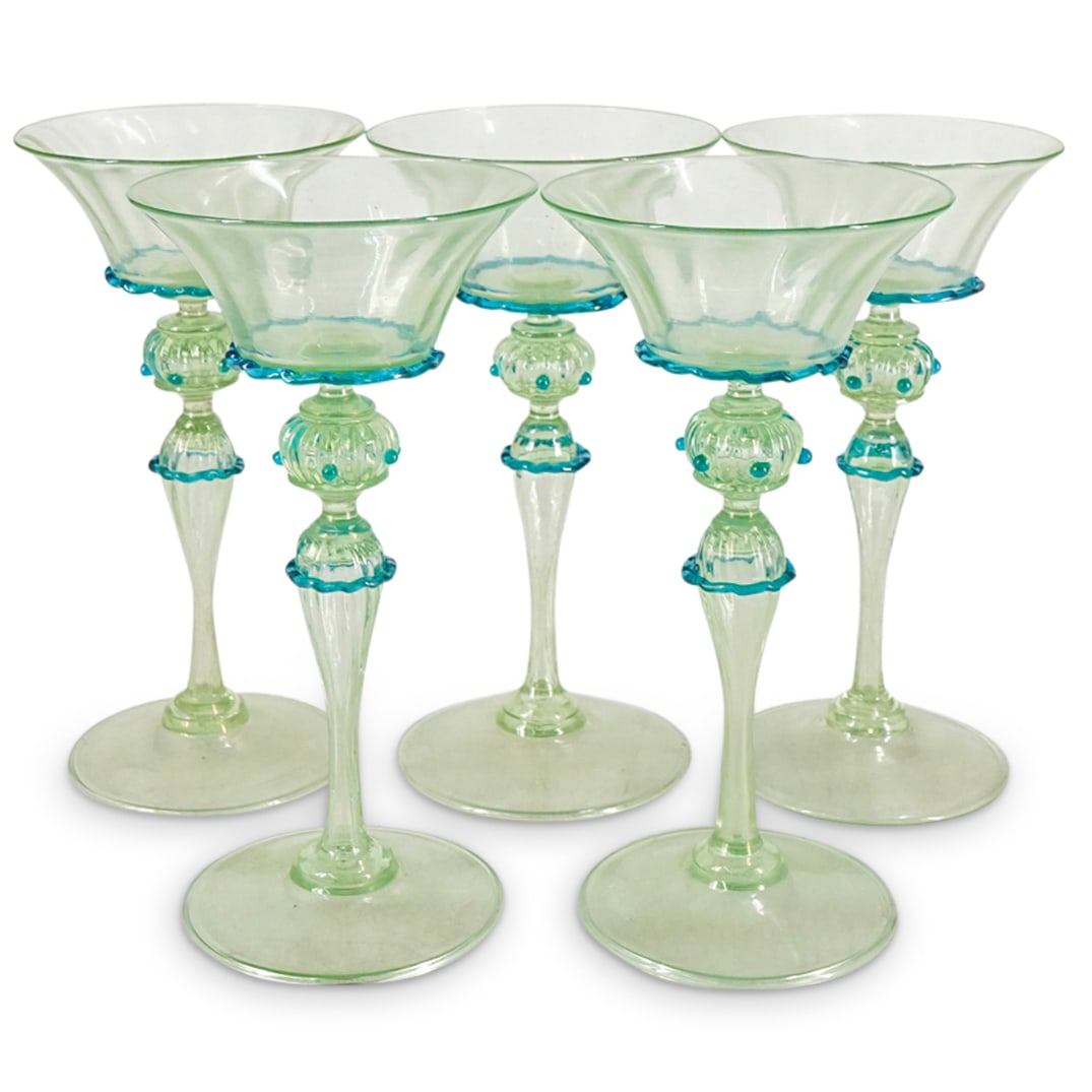 (5 Pc) Murano Blown Glass Coupes (1 of 5)
