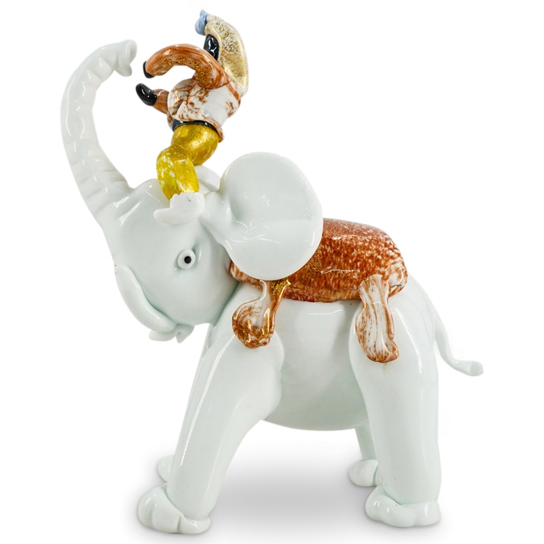Murano Glass Elephant And Mahout Figural Group (1 of 8)