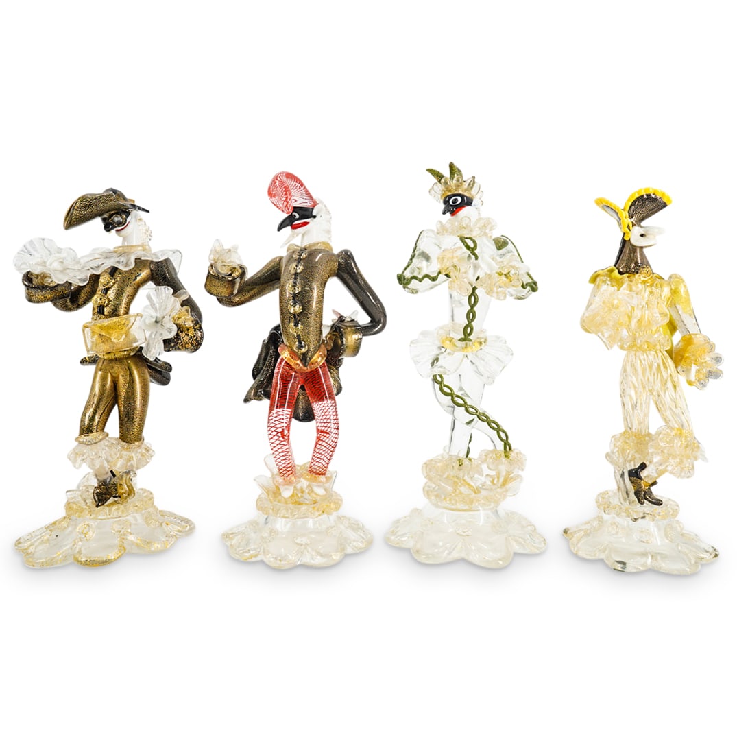 (4 Pc) Murano Art Glass Harlequins Figures Grouping Collection (1 of 20)