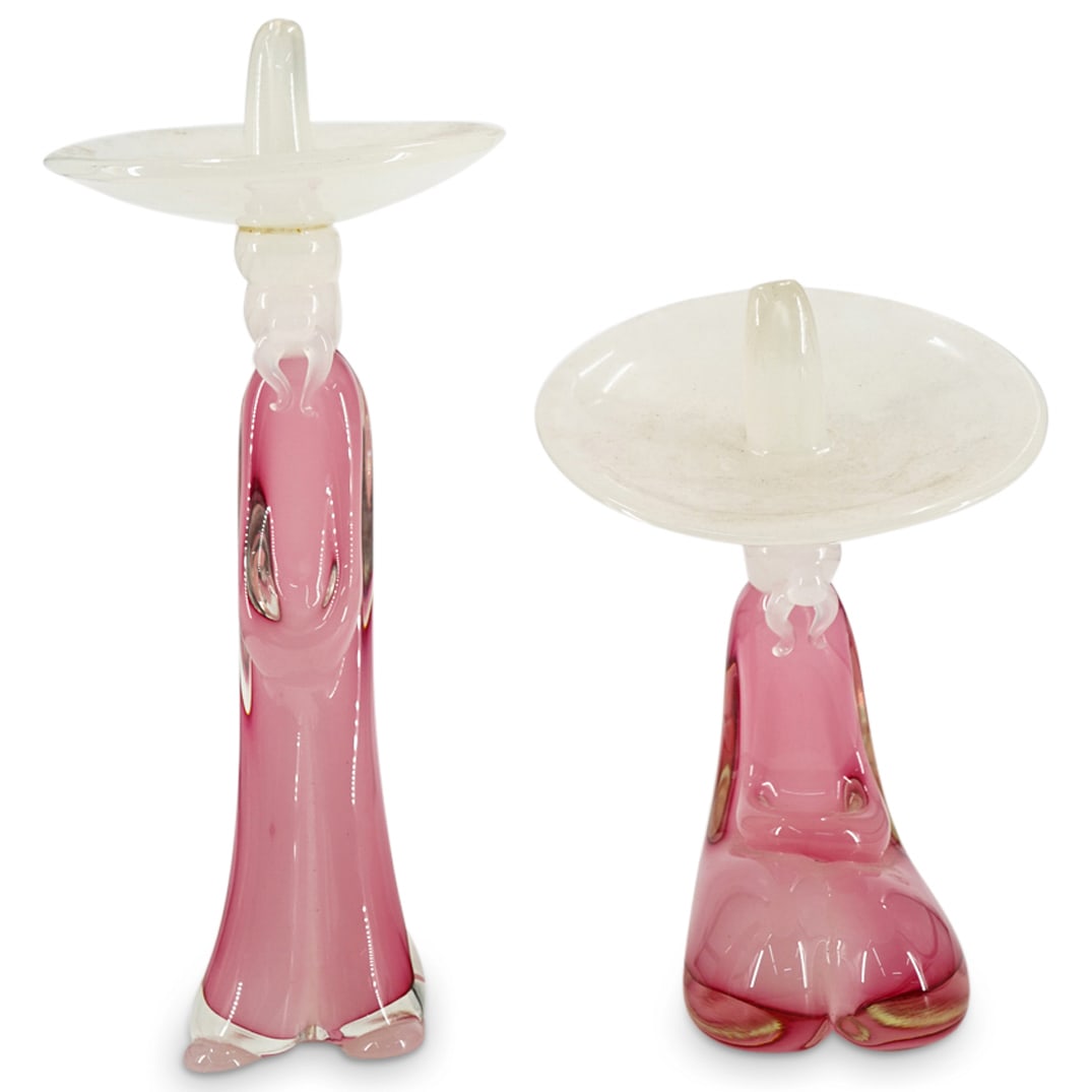 (2 Pc) Murano Art Glass Mexican Men W/ Sombreros Figurative Sculptures (1 of 11)