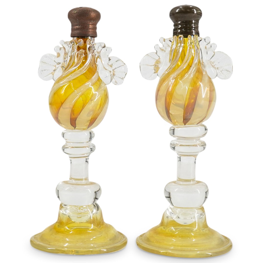 (2 Pc) Murano Art Glass Salt & Pepper Shakers Set (1 of 6)