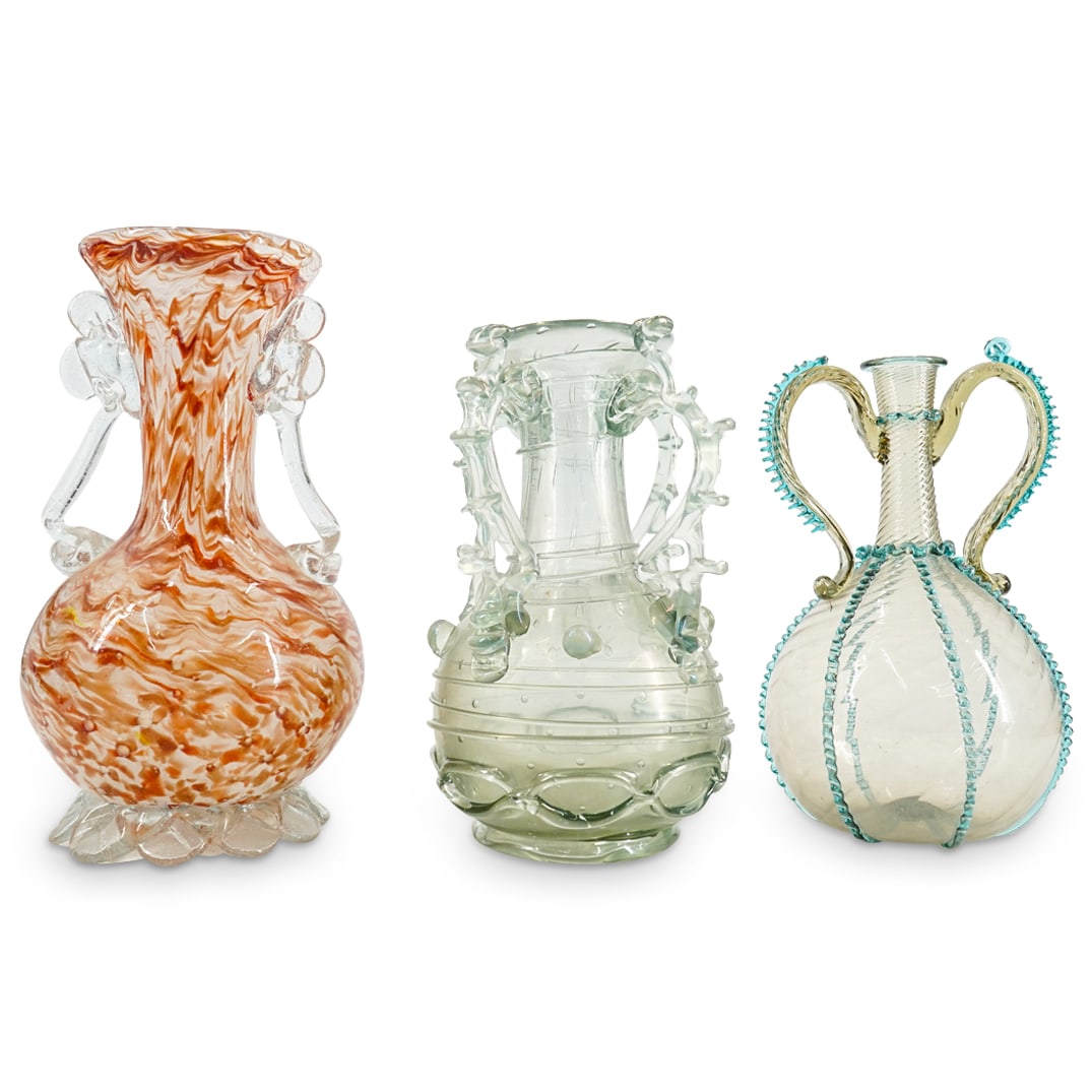 (3 Pc) Group of Three Murano Blown Glass Vases (1 of 16)