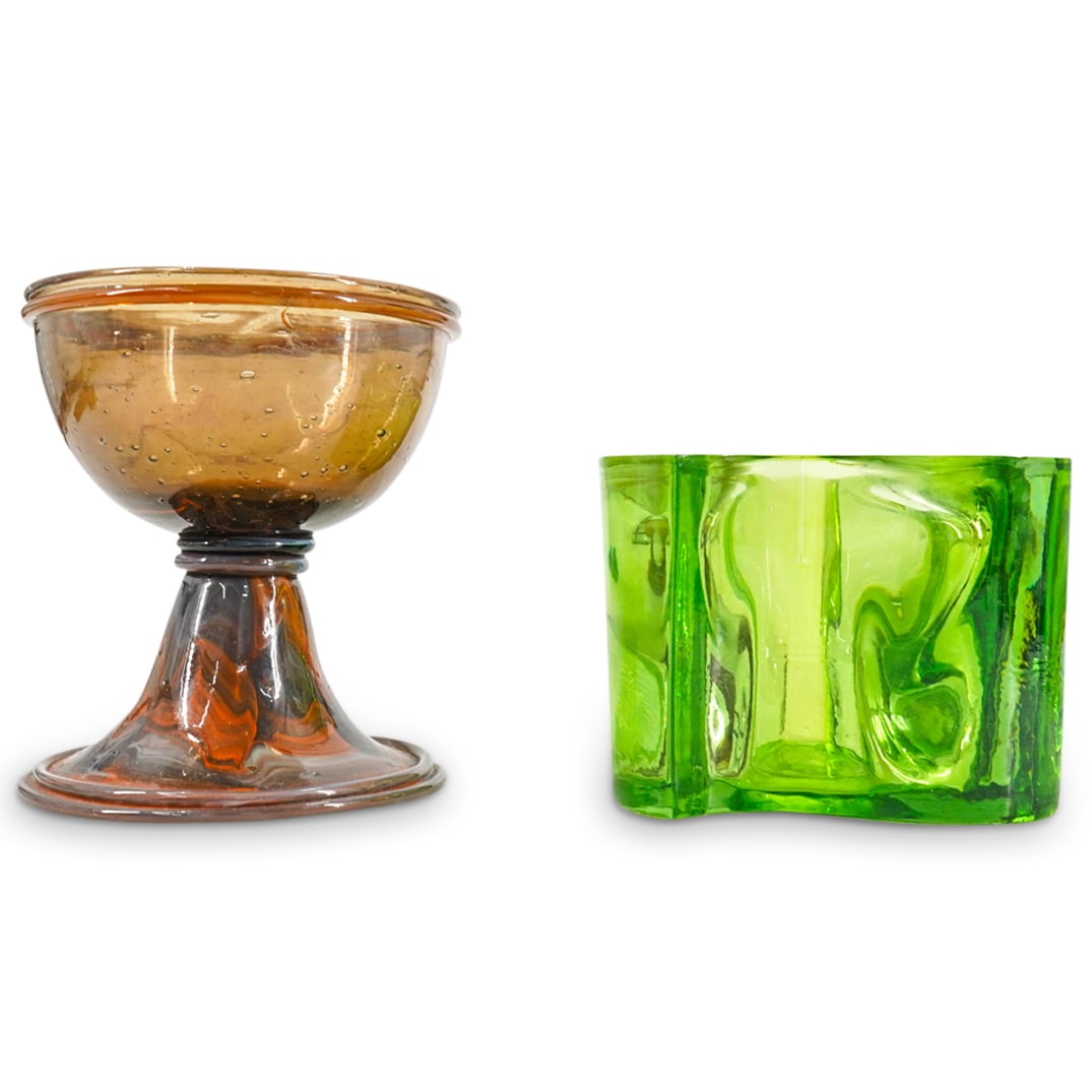 (2 Pc) Spanish & Italian Art Glass Votive / Goblet Grouping Set (1 of 11)
