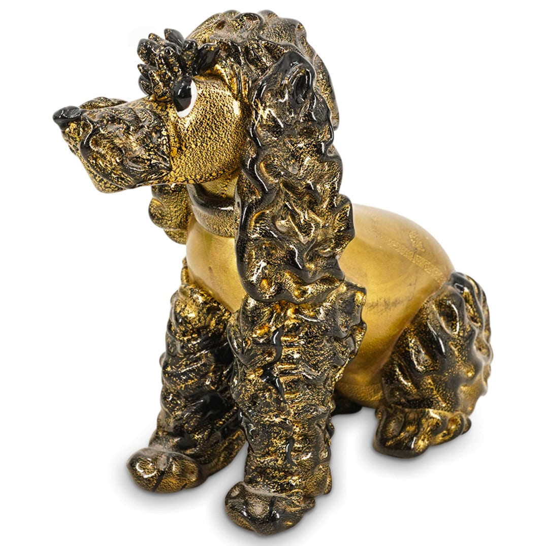 Murano Art Glass Seated Black Poodle Figure Sculpture (1 of 7)