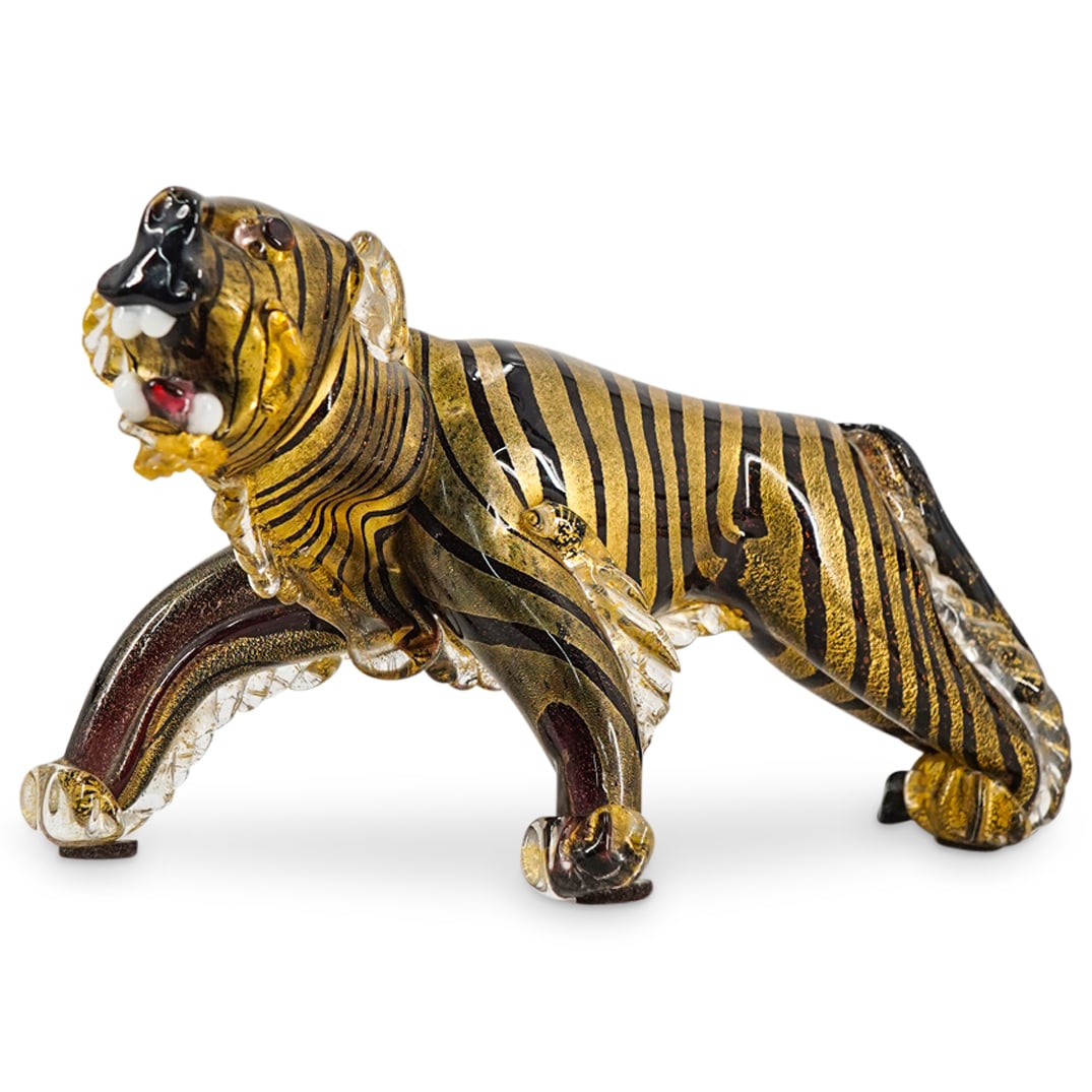 Scarpa & Schiavon For Vetraria Artistica Murano Glass Figure Of A Prowling Tiger (1 of 7)