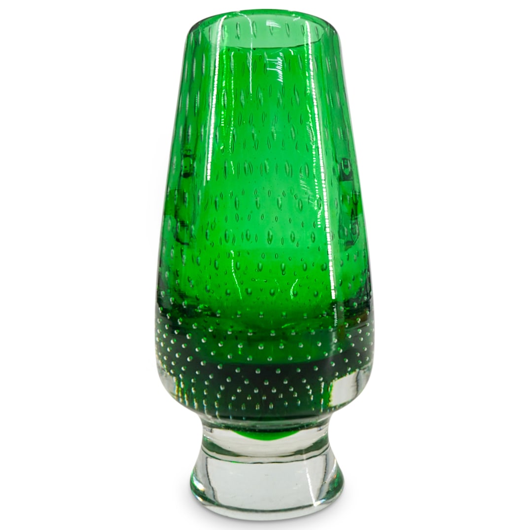 Murano Green Bullicante Art Glass Vase (1 of 4)