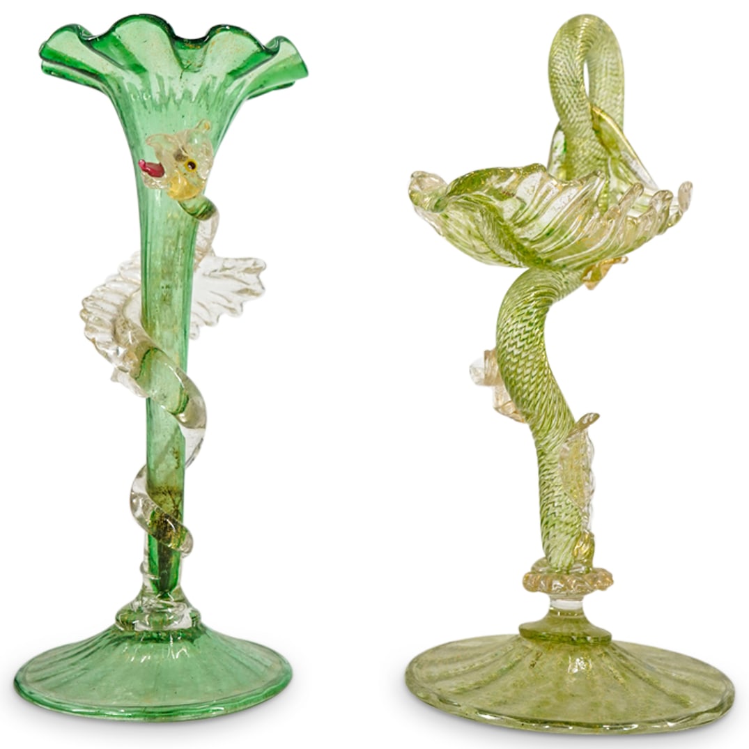 (2 Pc) Pair Of Murano Blown Glass Figural Table Ornaments (1 of 12)