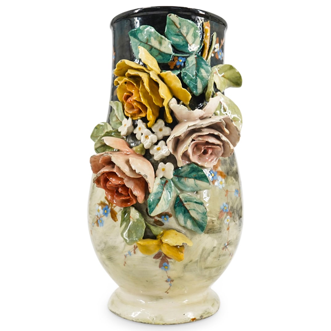 19th Cent. Edouard Gilles Barbotine Pottery Vase (1 of 10)