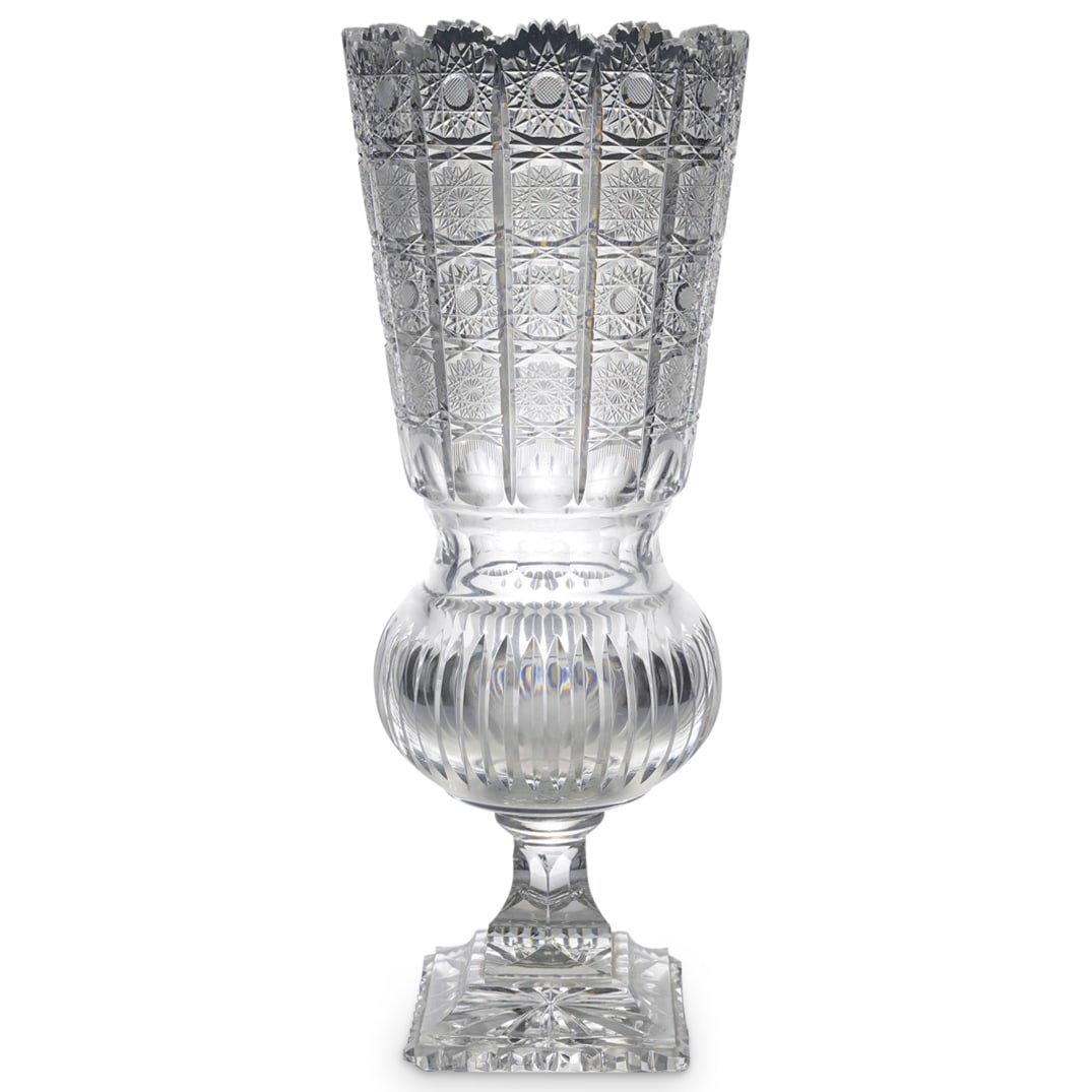 20th Cent. Large Footed Cut Glass Vase (1 of 6)