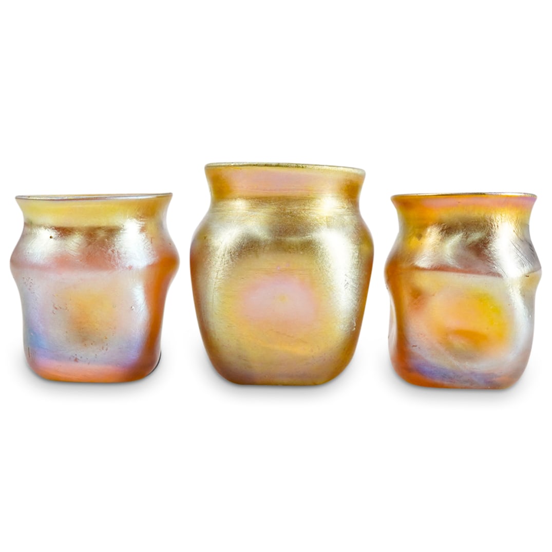 (3 Pc) Tiffany Favrile Glass Cordial Glass (1 of 6)