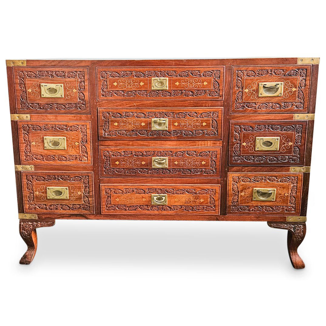 Vintage Anglo Indian Rosewood Campaign Style Chest (1 of 1)