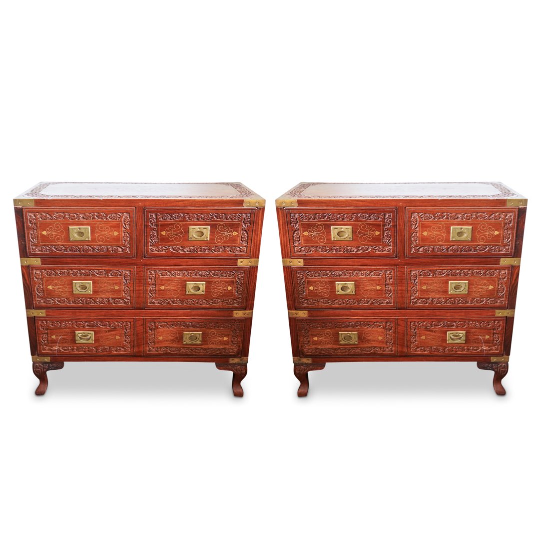 Pair Of Vintage Anglo indian Rosewood Campaign Style Chests (1 of 13)