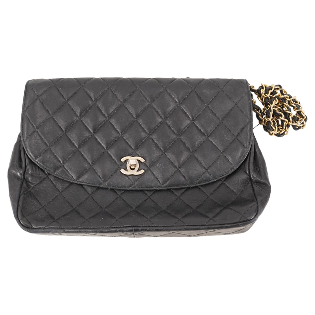 Vintage Chanel Matelasse Black Leather Shoulder Bag (1 of 9)