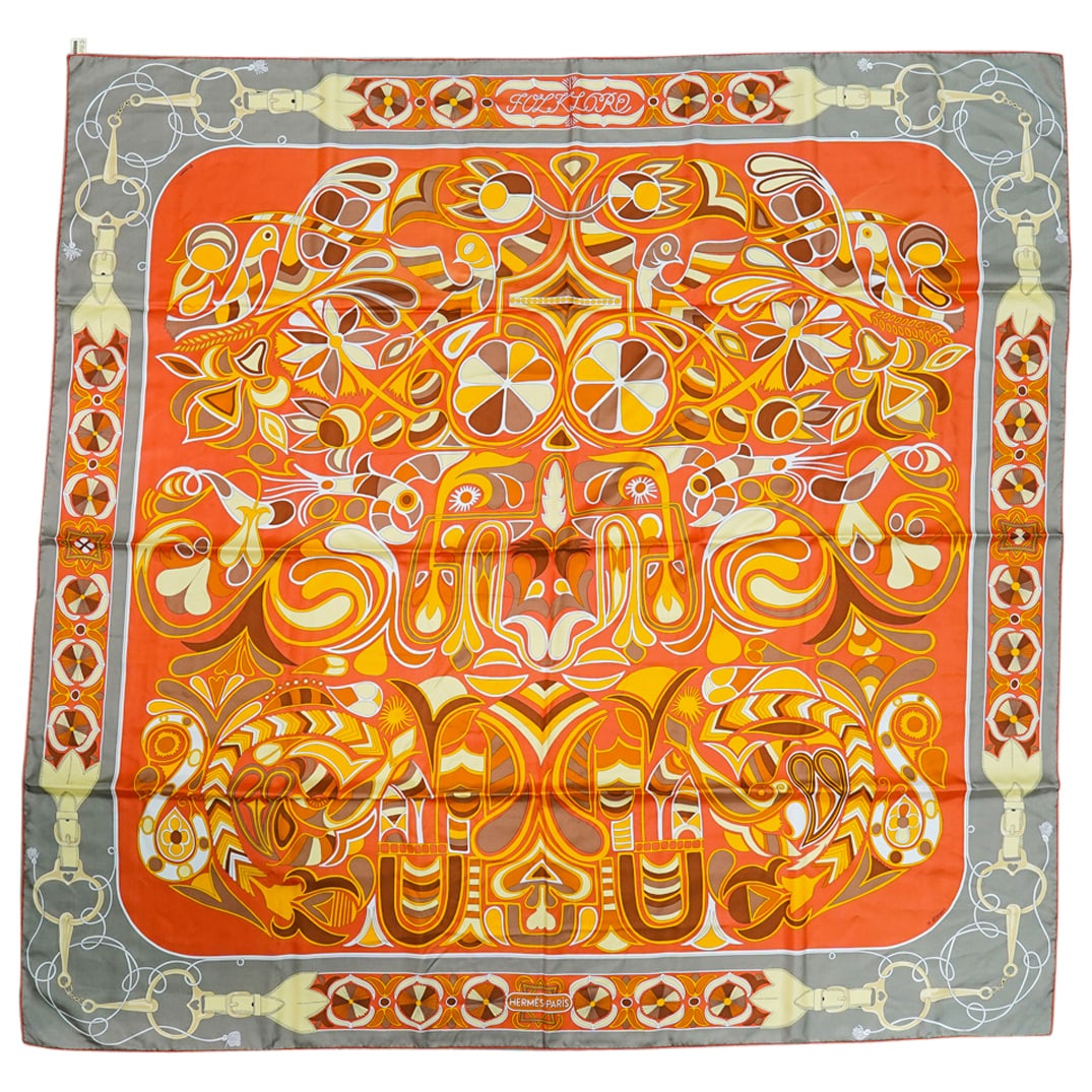 Vintage Hermes "Folklore" Silk Scarf (1 of 4)