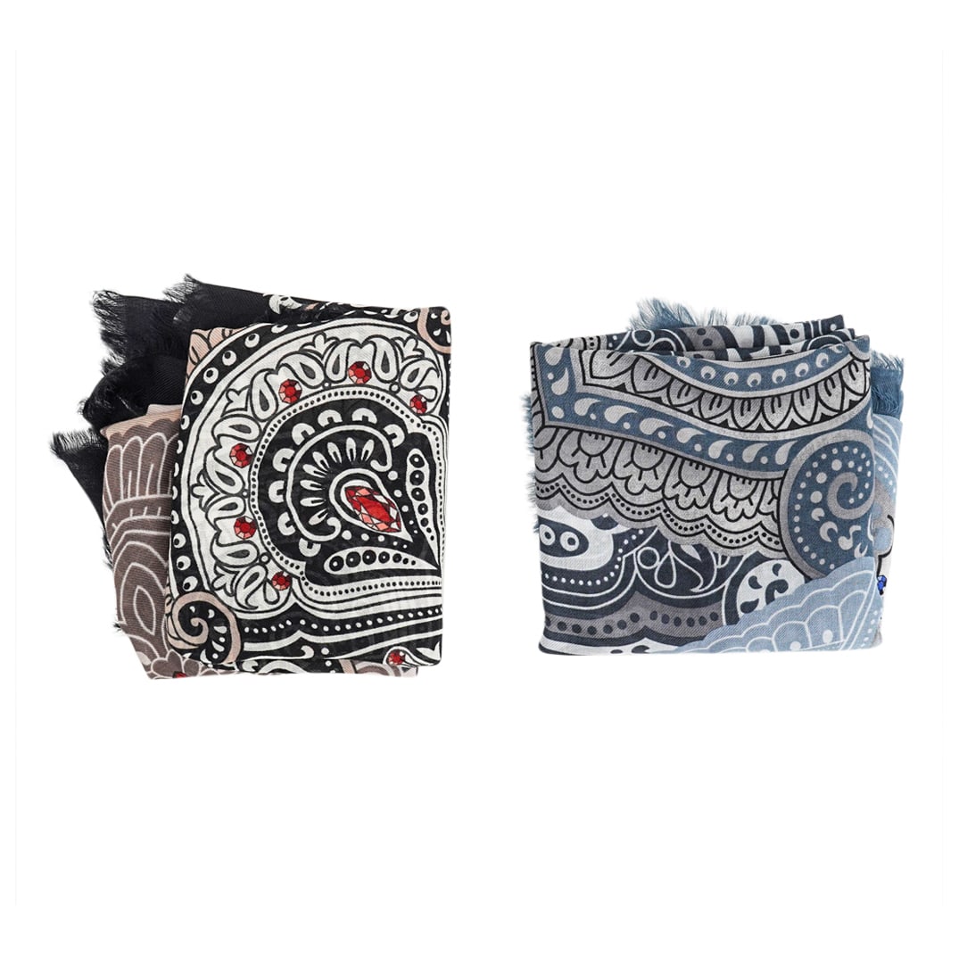 (2 Pc) Vintage Cartier Silk Cashmere Shawl Scarves Grouping (1 of 12)