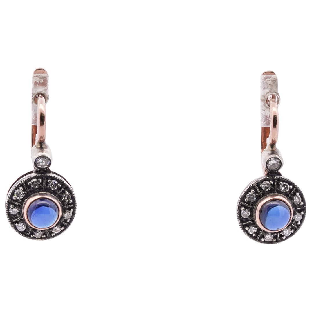 Vintage Imperial Era 14k Gold, Diamond and Sapphire Earrings (1 of 5)