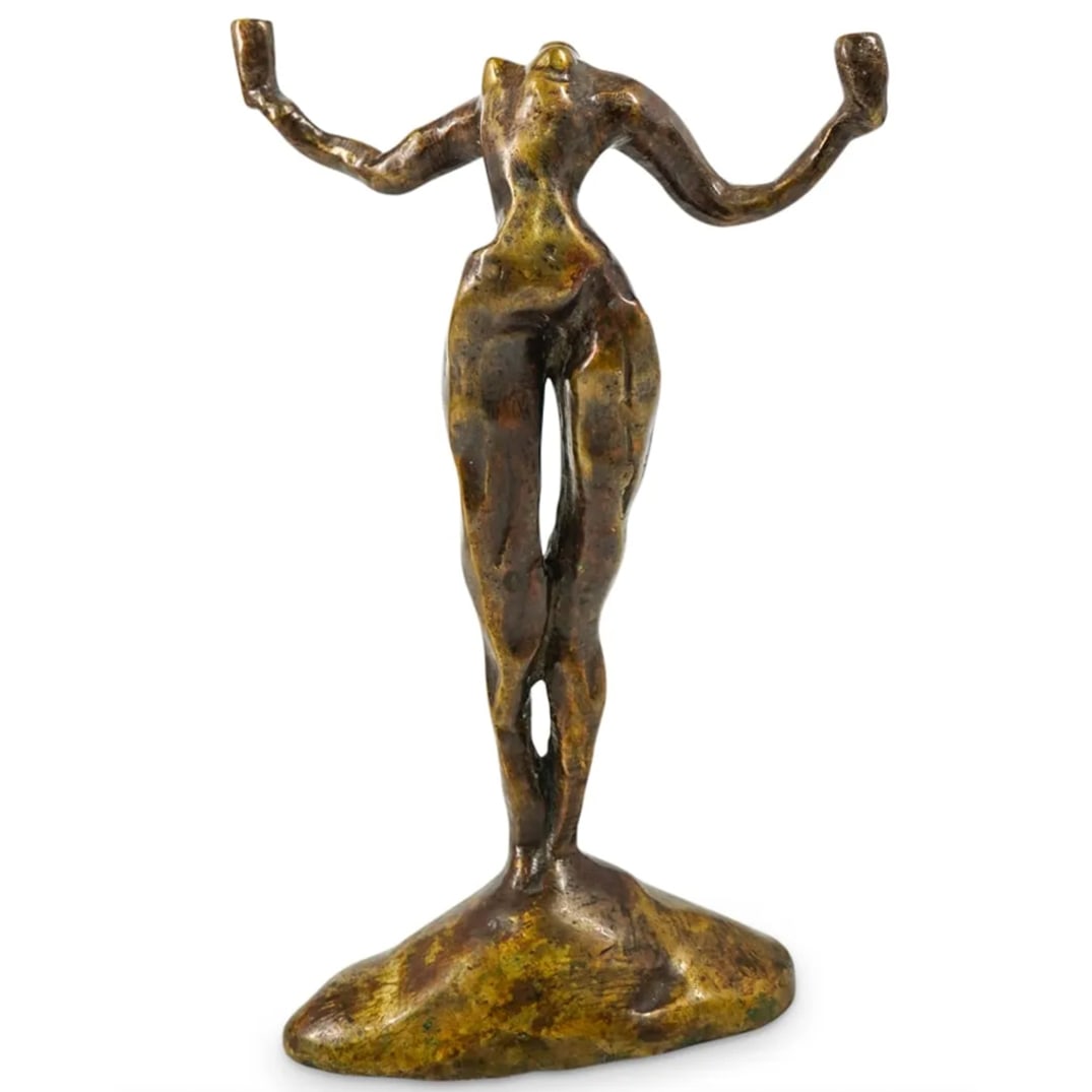 Brutalist Figural Bronze Sculpture Candle Holder (1 of 3)
