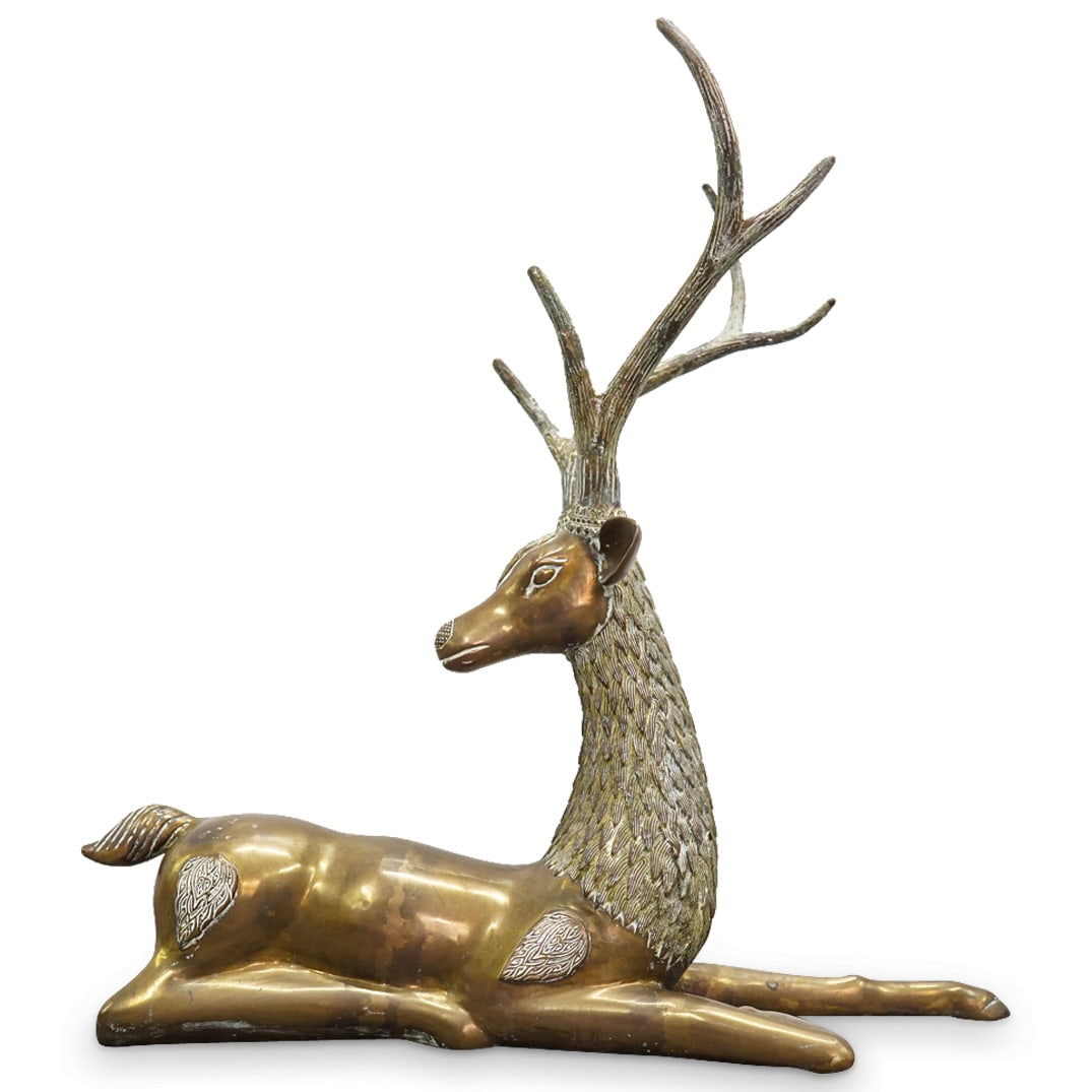 Vintage Brass Deer Buck Statue (1 of 6)
