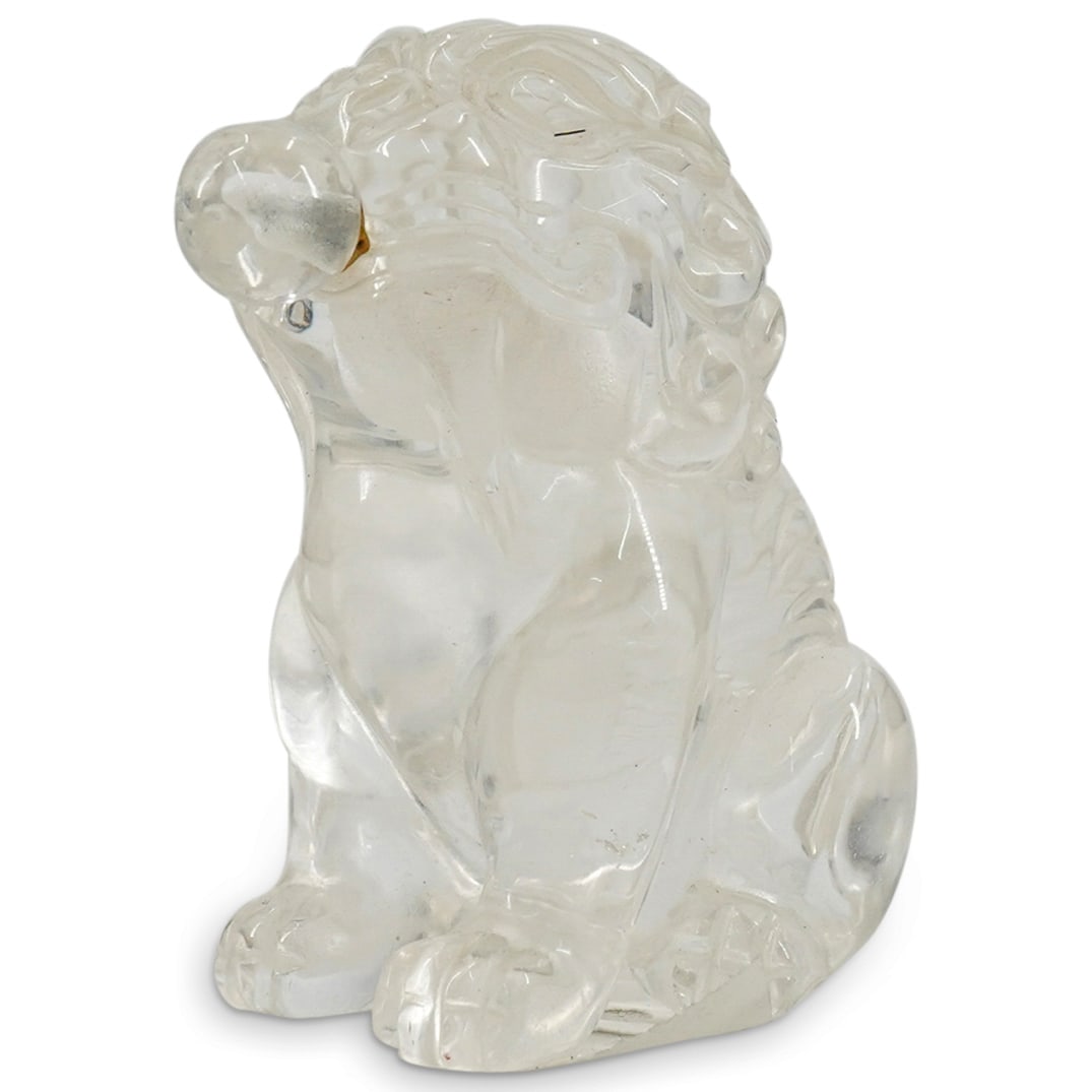 Antique Chinese Carved Rock Crystal Guardian Lion Snuff Bottle (1 of 3)